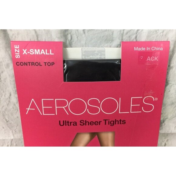 Aerosoles Ultra Sheer Control Top Tights XS Black Style #L14211AEXS - Picture 3 of 4